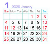 1月カレンダー